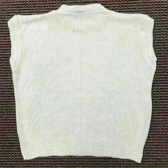 Handmade Vintage White Knit Sweater Vest Women’s Large Made In USA - Picture 2 of 3